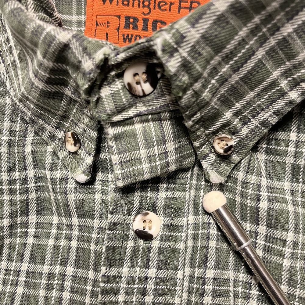 Wrangler Shirt Mens XLT Green Plaid Riggs Workwear FR Fire Resistant HRC2 - Picture 5 of 11